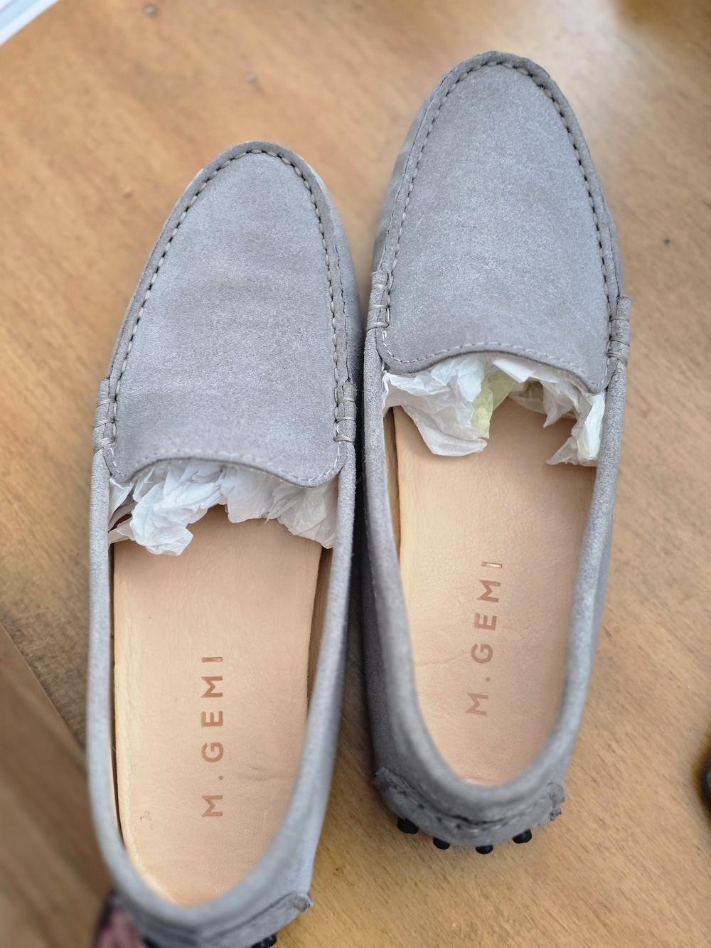 M.Gemi Women's Suede Driving Loafers in Light Gray